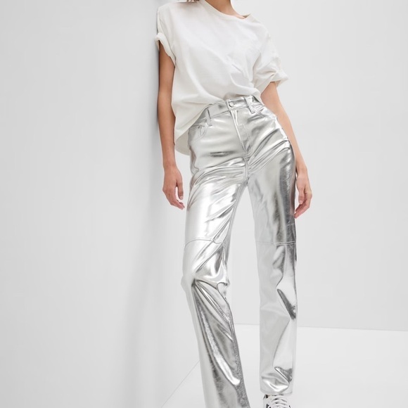 GAP Pants - Gap Vegan Leather High Rise Straight Pants 10 Petite